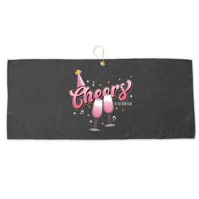 Cheers To The New Year 2024 Happy New Year Drinking Team Large Microfiber Waffle Golf Towel