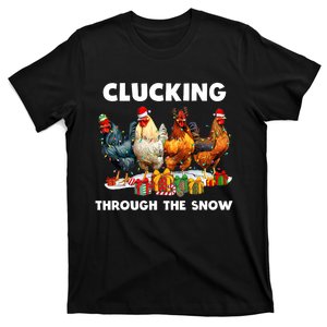 Clucking Through The Snow Funny Chicken Merry Christmas T-Shirt