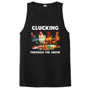 Clucking Through The Snow Funny Chicken Merry Christmas PosiCharge Competitor Tank