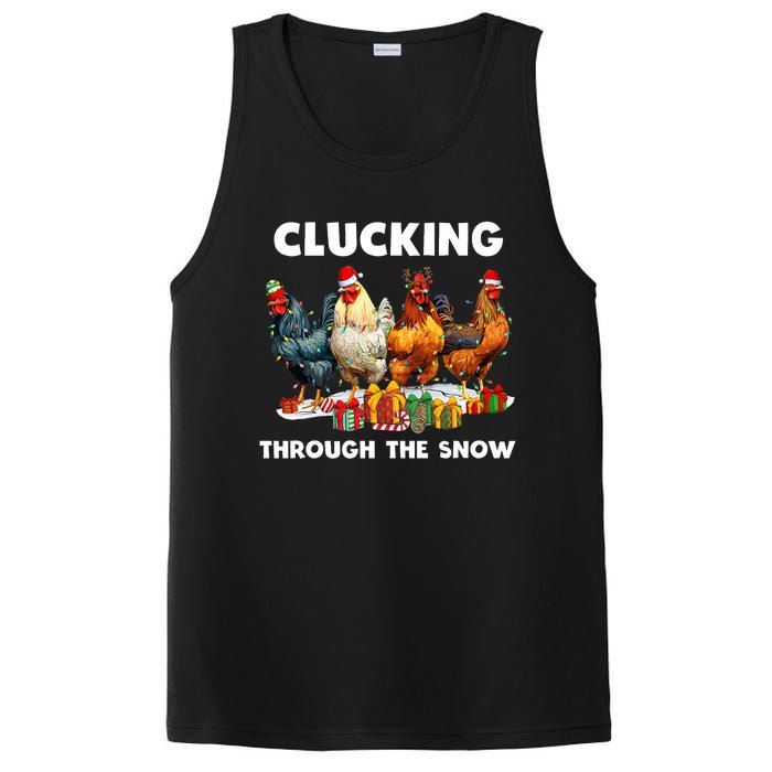 Clucking Through The Snow Funny Chicken Merry Christmas PosiCharge Competitor Tank