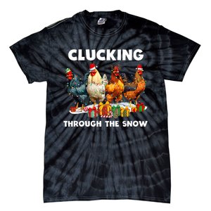 Clucking Through The Snow Funny Chicken Merry Christmas Tie-Dye T-Shirt