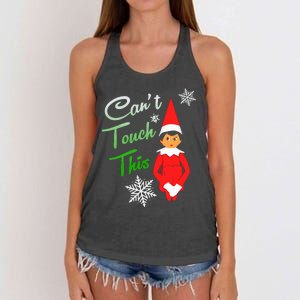 Can't Touch This Elf Christmas Elf Costume Gift ELF ON THE SHELF Women's Knotted Racerback Tank