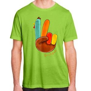 Cute Thanksgiving Turkey Peace Sign Grateful Adult ChromaSoft Performance T-Shirt