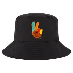 Cute Thanksgiving Turkey Peace Sign Grateful Cool Comfort Performance Bucket Hat