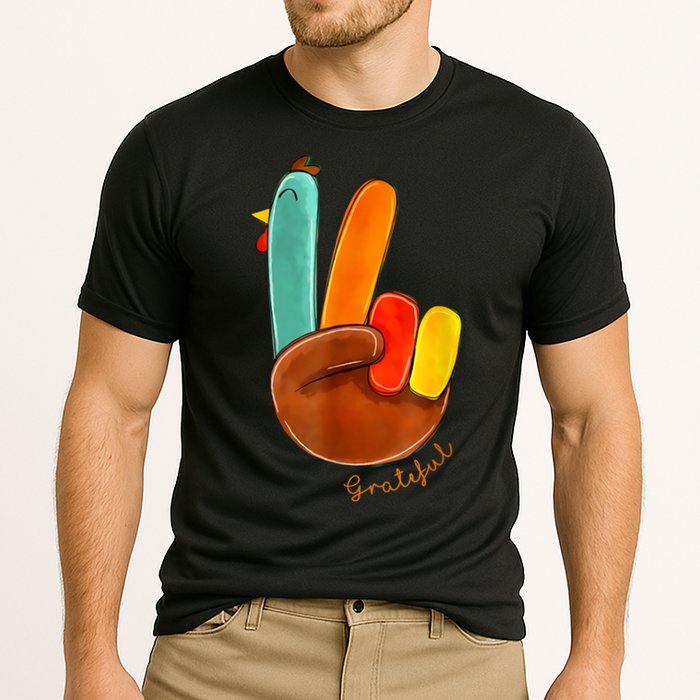 Cute Thanksgiving Turkey Peace Sign Grateful Performance Shirt