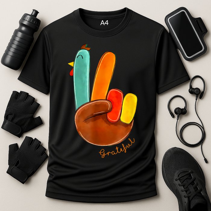 Cute Thanksgiving Turkey Peace Sign Grateful Performance Shirt