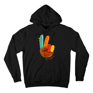 Cute Thanksgiving Turkey Peace Sign Grateful Hoodie