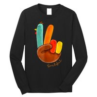 Cute Thanksgiving Turkey Peace Sign Grateful Long Sleeve Shirt