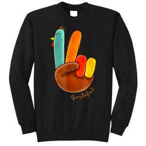 Cute Thanksgiving Turkey Peace Sign Grateful Sweatshirt