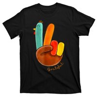 Cute Thanksgiving Turkey Peace Sign Grateful T-Shirt