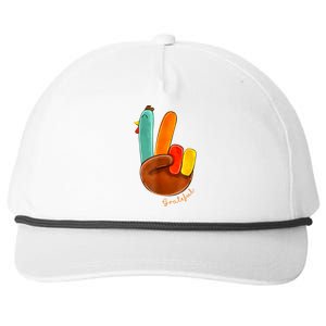 Cute Thanksgiving Turkey Peace Sign Grateful Snapback Five-Panel Rope Hat