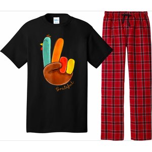 Cute Thanksgiving Turkey Peace Sign Grateful Pajama Set