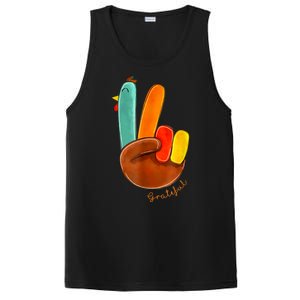 Cute Thanksgiving Turkey Peace Sign Grateful PosiCharge Competitor Tank