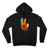 Cute Thanksgiving Turkey Peace Sign Grateful Tall Hoodie