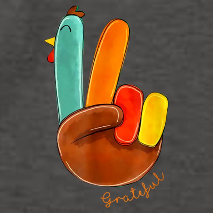 Cute Thanksgiving Turkey Peace Sign Grateful Vector Backpack