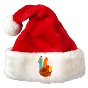 Cute Thanksgiving Turkey Peace Sign Grateful Premium Christmas Santa Hat