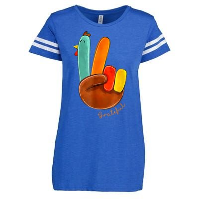 Cute Thanksgiving Turkey Peace Sign Grateful Enza Ladies Jersey Football T-Shirt