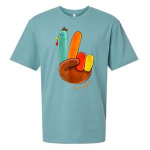 Cute Thanksgiving Turkey Peace Sign Grateful Sueded Cloud Jersey T-Shirt