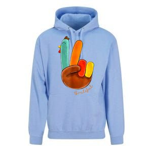 Cute Thanksgiving Turkey Peace Sign Grateful Unisex Surf Hoodie