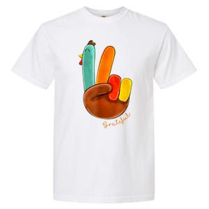 Cute Thanksgiving Turkey Peace Sign Grateful Garment-Dyed Heavyweight T-Shirt