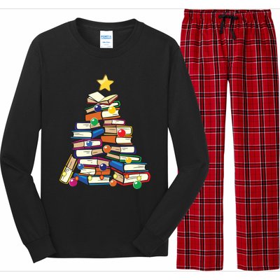 Christmas Tree Teachers Love Reading Books Librarian Nerds Long Sleeve Pajama Set