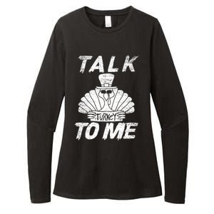 Cute Talk Turkey To Me Funny Gobbler Thanksgiving Fan Gift Womens CVC Long Sleeve Shirt