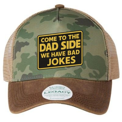 Come To The Dad Side We Have Bad Jokes Funny Parody Meme Legacy Tie Dye Trucker Hat