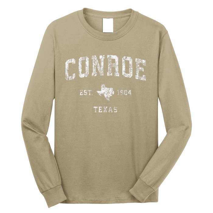 Conroe Texas Tx Vintage Athletic Sports Long Sleeve Shirt