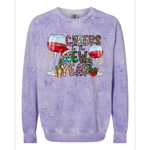 Cheers To The New Year Christmas Santa Hat Wine Lover Meaningful Gift Colorblast Crewneck Sweatshirt