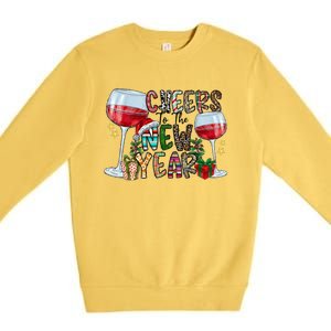 Cheers To The New Year Christmas Santa Hat Wine Lover Meaningful Gift Premium Crewneck Sweatshirt