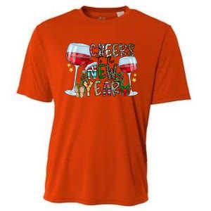 Cheers To The New Year Christmas Santa Hat Wine Lover Meaningful Gift Cooling Performance Crew T-Shirt