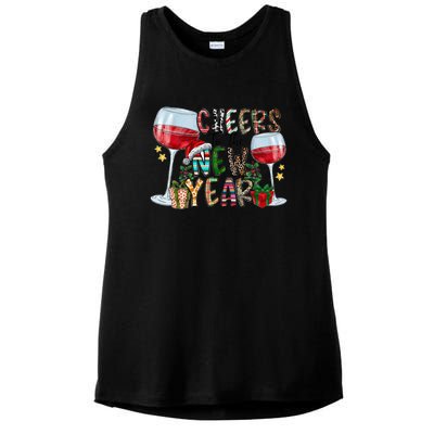 Cheers To The New Year Christmas Santa Hat Wine Lover Meaningful Gift Ladies PosiCharge Tri-Blend Wicking Tank