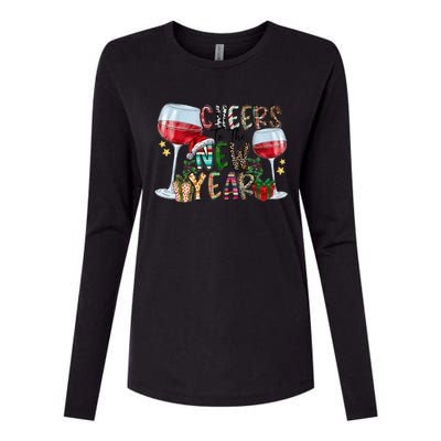 Cheers To The New Year Christmas Santa Hat Wine Lover Meaningful Gift Womens Cotton Relaxed Long Sleeve T-Shirt