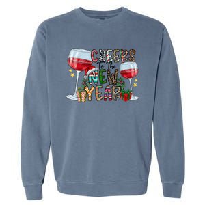 Cheers To The New Year Christmas Santa Hat Wine Lover Meaningful Gift Garment-Dyed Sweatshirt