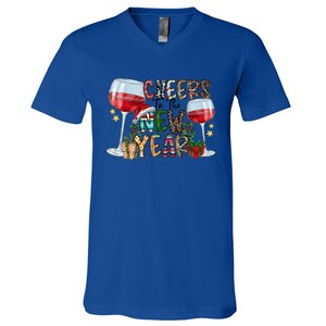 Cheers To The New Year Christmas Santa Hat Wine Lover Meaningful Gift V-Neck T-Shirt