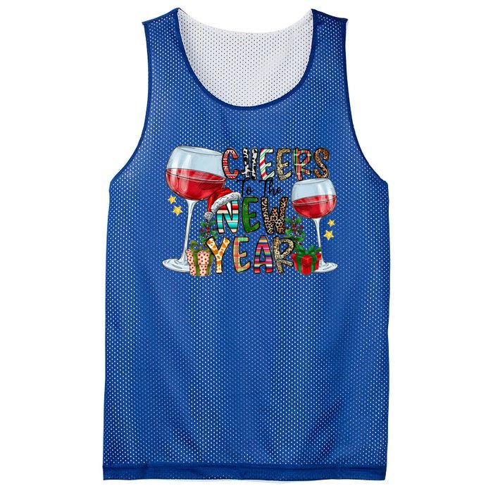 Cheers To The New Year Christmas Santa Hat Wine Lover Meaningful Gift Mesh Reversible Basketball Jersey Tank