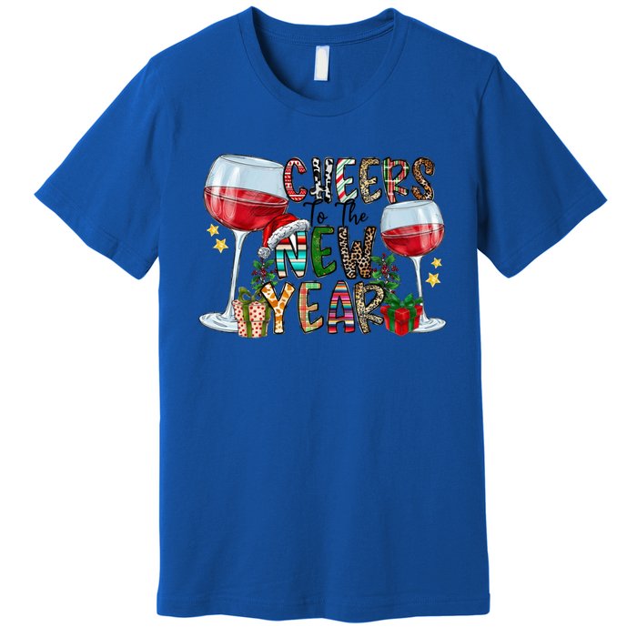 Cheers To The New Year Christmas Santa Hat Wine Lover Meaningful Gift Premium T-Shirt