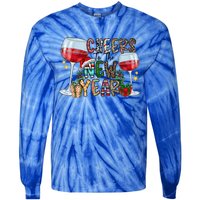 Cheers To The New Year Christmas Santa Hat Wine Lover Meaningful Gift Tie-Dye Long Sleeve Shirt