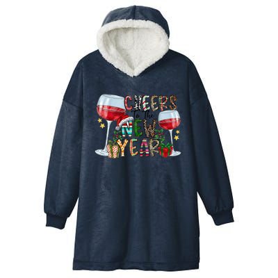 Cheers To The New Year Christmas Santa Hat Wine Lover Meaningful Gift Hooded Wearable Blanket