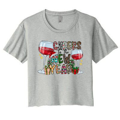 Cheers To The New Year Christmas Santa Hat Wine Lover Meaningful Gift Women's Crop Top Tee