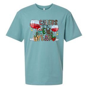 Cheers To The New Year Christmas Santa Hat Wine Lover Meaningful Gift Sueded Cloud Jersey T-Shirt