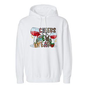 Cheers To The New Year Christmas Santa Hat Wine Lover Meaningful Gift Garment-Dyed Fleece Hoodie