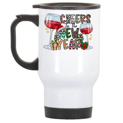 Cheers To The New Year Christmas Santa Hat Wine Lover Meaningful Gift Stainless Steel Travel Mug