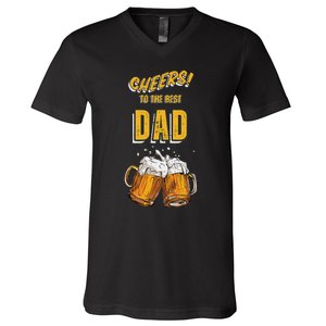 Cheers To The Dad Beer Mugs Celebration V-Neck T-Shirt