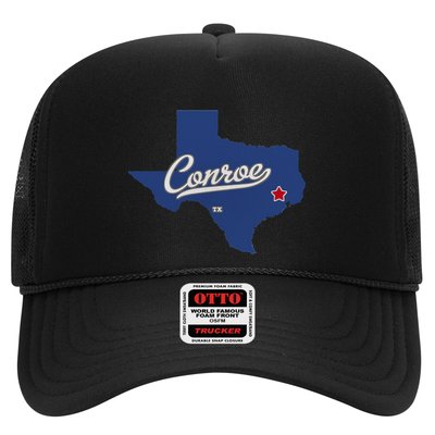 Conroe Texas TX Map Trucker Hat
