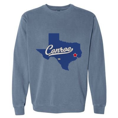 Conroe Texas TX Map Garment-Dyed Sweatshirt