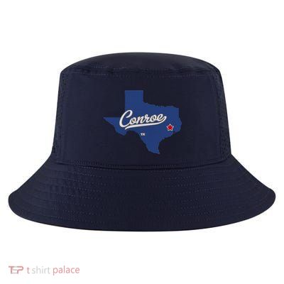 Conroe Texas TX Map Cool Comfort Performance Bucket Hat