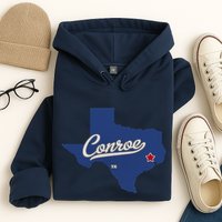 Conroe Texas TX Map Hoodie