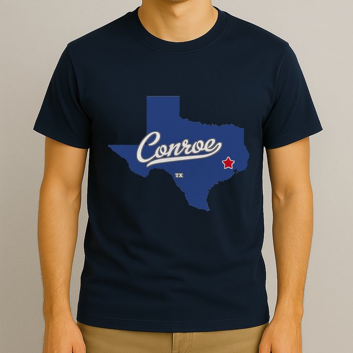 Conroe Texas TX Map T-Shirt