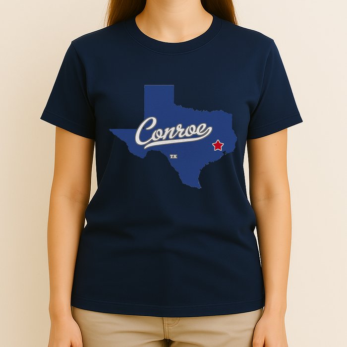 Conroe Texas TX Map T-Shirt